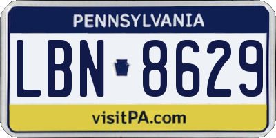 PA license plate LBN8629