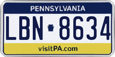 PA license plate LBN8634