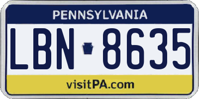 PA license plate LBN8635