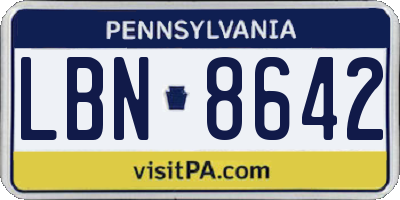 PA license plate LBN8642