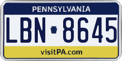 PA license plate LBN8645