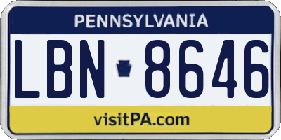 PA license plate LBN8646