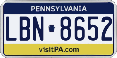 PA license plate LBN8652
