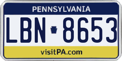 PA license plate LBN8653