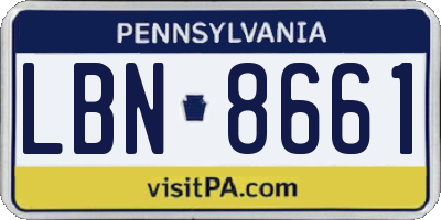 PA license plate LBN8661