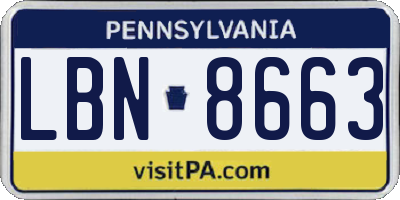 PA license plate LBN8663