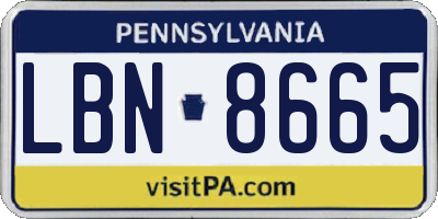 PA license plate LBN8665