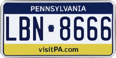 PA license plate LBN8666