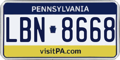 PA license plate LBN8668