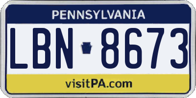 PA license plate LBN8673