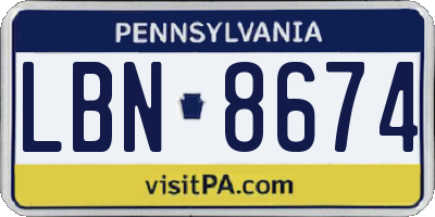 PA license plate LBN8674