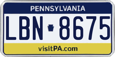 PA license plate LBN8675