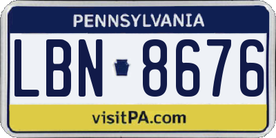 PA license plate LBN8676