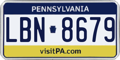 PA license plate LBN8679