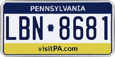 PA license plate LBN8681
