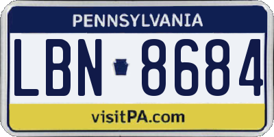 PA license plate LBN8684