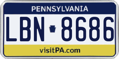 PA license plate LBN8686