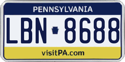 PA license plate LBN8688