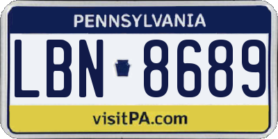 PA license plate LBN8689