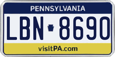 PA license plate LBN8690