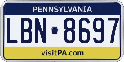 PA license plate LBN8697