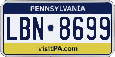 PA license plate LBN8699