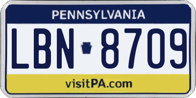 PA license plate LBN8709
