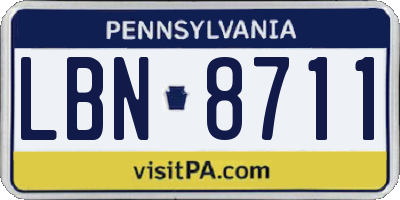 PA license plate LBN8711