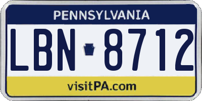 PA license plate LBN8712