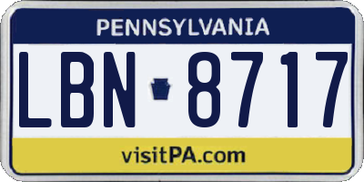 PA license plate LBN8717