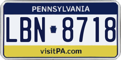 PA license plate LBN8718