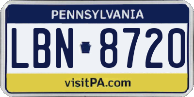PA license plate LBN8720