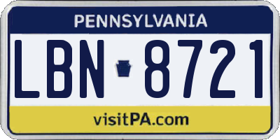 PA license plate LBN8721