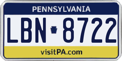 PA license plate LBN8722