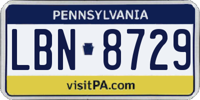 PA license plate LBN8729