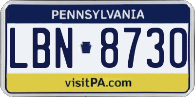 PA license plate LBN8730