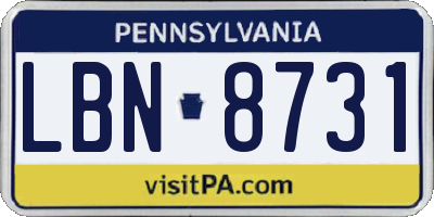 PA license plate LBN8731