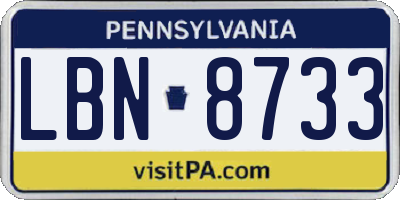 PA license plate LBN8733