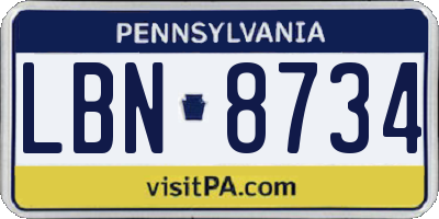 PA license plate LBN8734