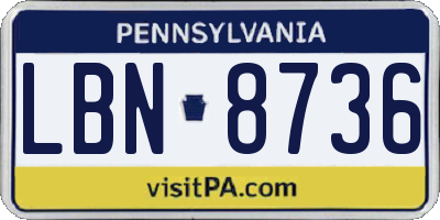 PA license plate LBN8736