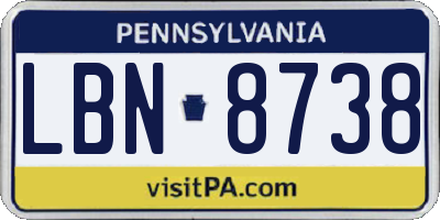 PA license plate LBN8738