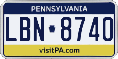 PA license plate LBN8740