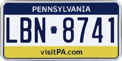 PA license plate LBN8741
