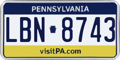 PA license plate LBN8743