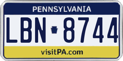 PA license plate LBN8744
