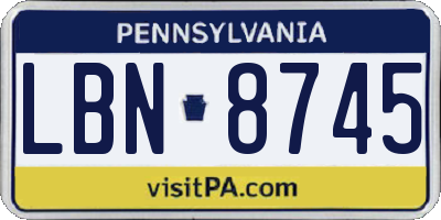 PA license plate LBN8745
