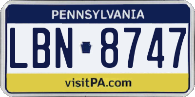 PA license plate LBN8747