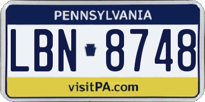 PA license plate LBN8748