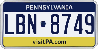 PA license plate LBN8749