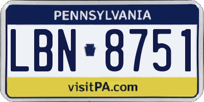 PA license plate LBN8751